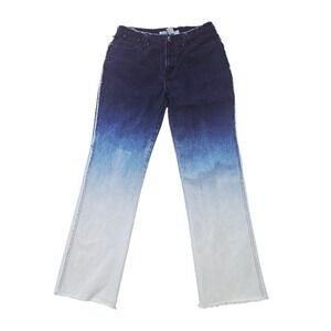 Carolina Blues -65 Ombre Jeans Mid-rise Raw Hem Straight Leg Y2K Sz 12 Waist 30‎